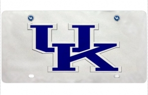 Kentucky Wildcats Silver Laser Cut License Plate w/ Screw Caps