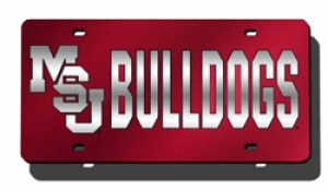 Mississippi State Bulldogs Red Laser Cut/Mirrored License Plate