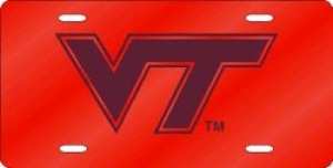 Virginia Tech Hokies Orange Laser Cut/Mirrored License Plate