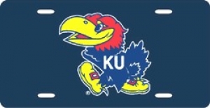 Kansas Jayhawks Navy Laser Cut License Plate