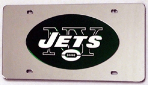 New York Jets Silver Laser Cut/Mirrored License Plate