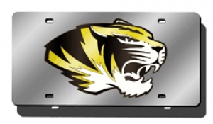 Missouri Tigers Silver Laser Cut/Mirrored License Plate