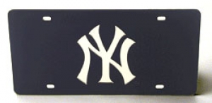 New York Yankees Laser Cut/Mirrored Blue License Plate
