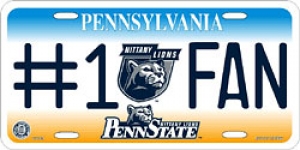 Penn State Nittany Lions #1 Fan Aluminum License Plate