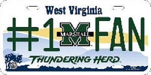 Marshall Thundering Herd #1 Fan Aluminum License Plate