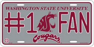 Washington State Cougars #1 Fan Aluminum License Plate