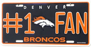 Denver Broncos #1 Fan Aluminum License Plate