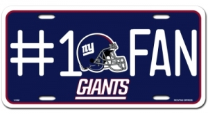 New York Giants #1 Fan Aluminum License Plate