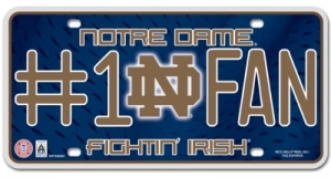 Notre Dame Fighting Irish #1 Fan Aluminum License Plate