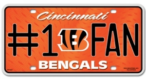 Cincinnati Bengals #1 Fan Aluminum License Plate
