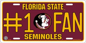 Florida State Seminoles #1 Fan Aluminum License Plate