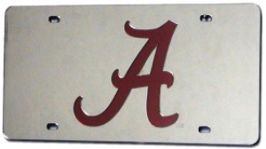 Alabama Crimson Tide Laser Cut Silver License Plate
