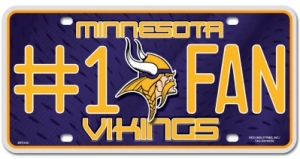 Minnesota Vikings #1 Fan Aluminum License Plate