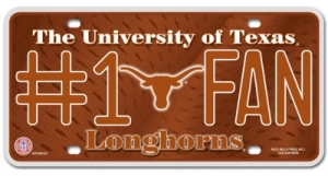 Texas Longhorns #1 Fan Aluminum License Plate