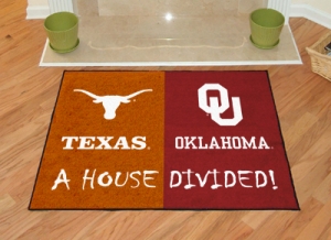 Texas Longhorns vs Oklahoma Sooners House Divided Floor Runner Mat/Rug