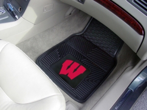 Wisconsin Badgers Premium All Weather 2pc Rubber Car Floor Mats
