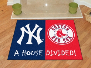 New York Yankees vs Boston Red Sox House Divided Floor Rug