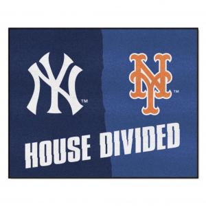 New York Yankees vs New York Mets House Divided Floor Rug