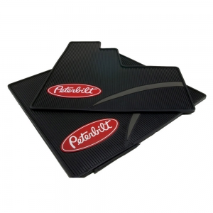 Peterbilt Motors Day Cab Logo Ribbed Semi Truck Vinyl Rubber Floor Mats