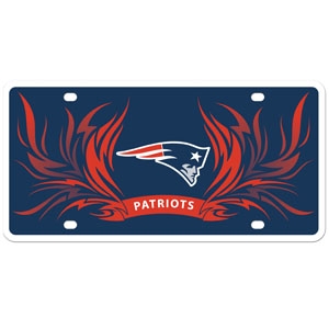 New England Patriots Flame Styrene License Plate