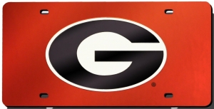 Georgia Bulldogs Red Laser Cut/Mirrored License Plate