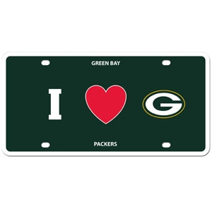 Green Bay Packers "I Heart Green Bay" Styrene License Plate