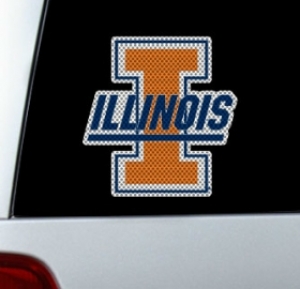 Illinois Fighting Illini NCAA Logo Glass Tatz ""Cutz"" Window Graphic/Decals