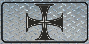 Maltese Cross Diamond Plated License Plate