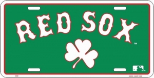 Boston Red Sox Shamrock Style Aluminum License Plate