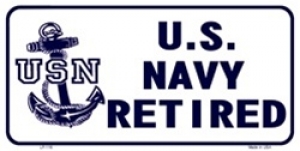 US Navy Retired Aluminum License Plate