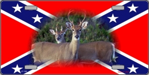 Deer Hunting Rebel Flag License Plate