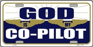 God Is My Co-Pilot Aluminum License Plate