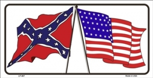 Confederate / USA Crossed Flags License Plate