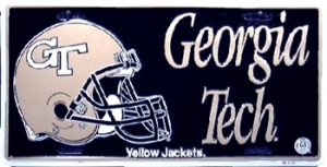 Georgia Tech Yellow Jackets Football Aluminum License Plate