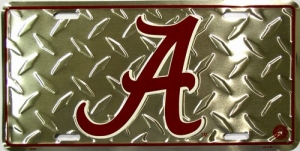 Alabama Crimson Tide "A" Diamond Plate License Plate