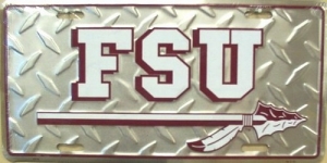 Florida State Seminoles "FSU" Diamond Plated License Plate