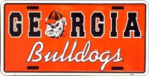 Georgia Bulldogs Red Aluminum License Plate