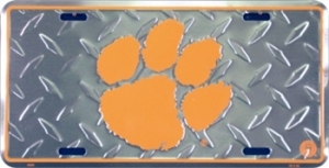 Clemson Tigers Diamond Plate License Plate