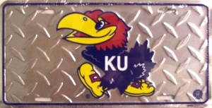 Kansas Jayhawks Diamond Plate License Plate