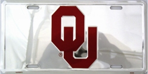 Oklahoma Sooners Chrome Aluminum License Plate