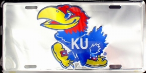 Kansas Jayhawks Chrome Aluminum License Plate