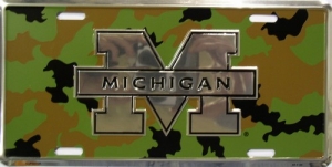 Michigan Wolverines Camouflage Aluminum License Plate