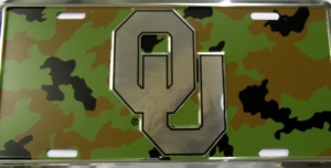 Oklahoma Sooners Camouflage Aluminum License Plate