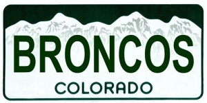 Denver Broncos State Background License Plate