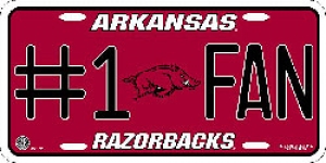Arkansas Razorbacks #1 Fan Aluminum License Plate