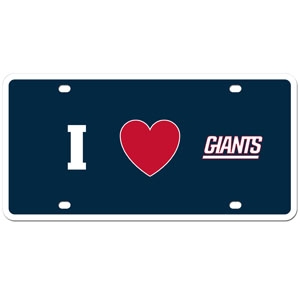New York Giants "I Heart Giants" Styrene License Plate