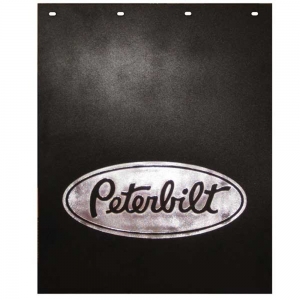 Peterbilt Motors 24" x 30" Black & Silver Poly Semi Truck Mud Flaps-Pair