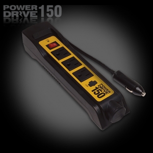 PowerDrive 150 Watt DC to AC Power Inverter Strip w/USB Port & 3 Outlets