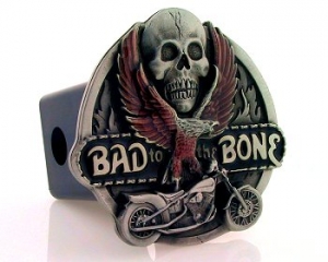 Bad To The Bone Skull Logo Style Hitch Cover