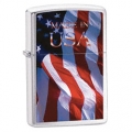 U.S. American Flag Emblem High Polish Chrome Finish Lighter - Standard Issue Series